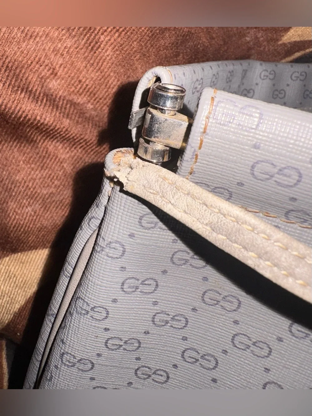 Gucci Rare Light Gray Monogram Crossbody with Silver Hardware